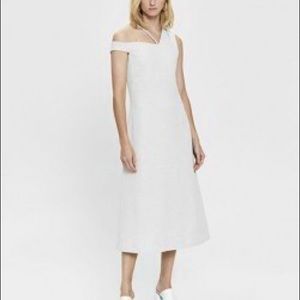 Nomia Asymmetric Off Shoulder Dress Beige Sz 6
